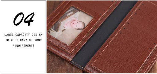Title 12, Soft leather long slim wallet for efficient org...