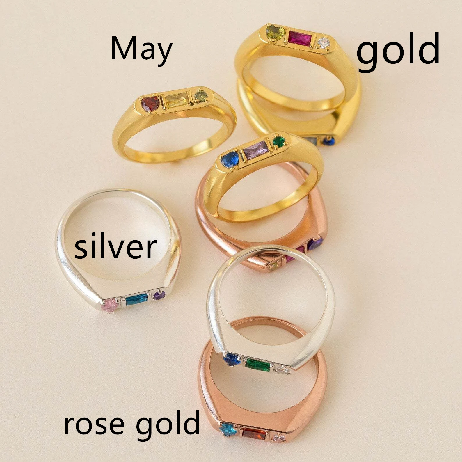 Anel de pedra December Shengchen e pulseira simples, joia minimalista e elegante para uso diário, um presente especial que combina estilo e sofisticação. — foto 7