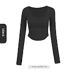 Top de yoga ajustado de manga larga para mujer, de una pieza, con almohadillas en el pecho, adelgazante, deportivo y de fitness. — foto 1