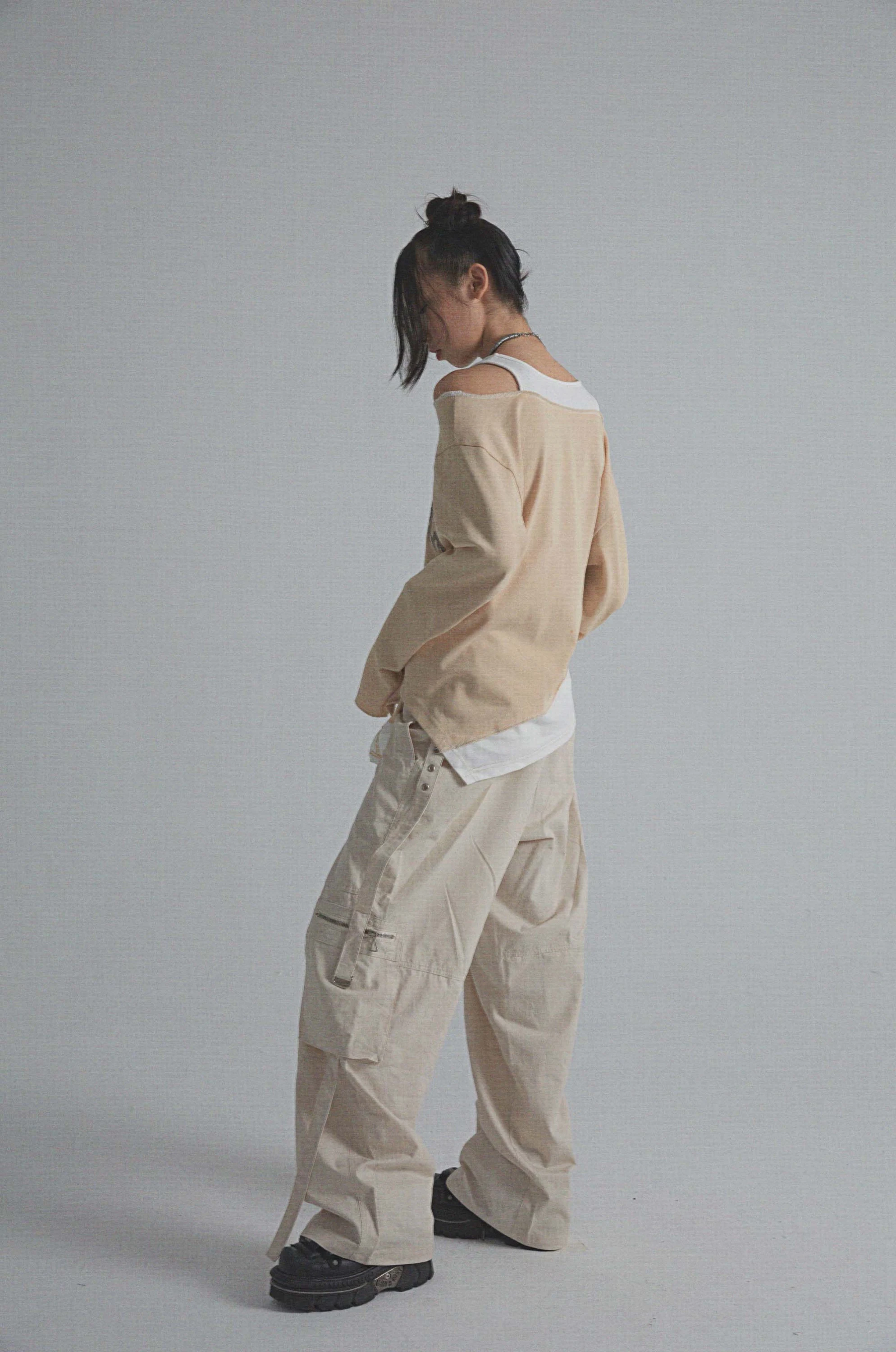 Title 4, Loose Cotton Fake Two Piece Print Vintage Long ...