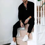 Patchwork Stand-up Collar Half Zipper Casual Suit Versatile Style for Everyday Wear Comfortable and Fashionable Perfect — photo 5