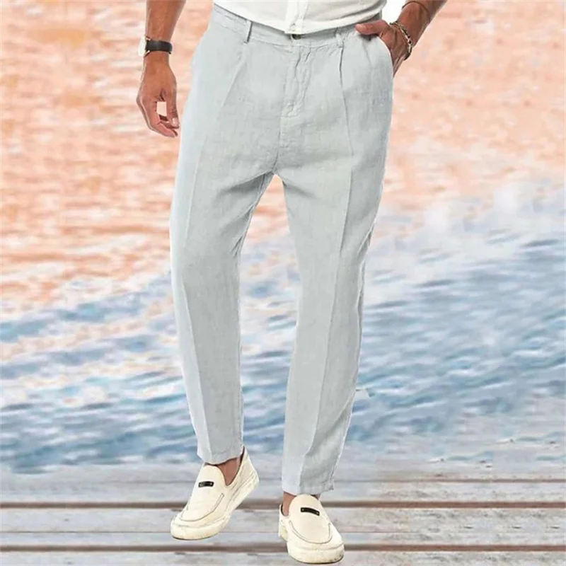 Linen Pants Straight Pure Color Comfort Outdoor Leisure. Enjoy relaxed style and all-day comfort, perfect for outdoor ac — photo 6