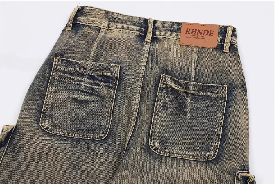 Retro Workwear Jeans met Zakken en Wijde Pijpen, Perfect voor Comfort en Stijl. De ideale jeans voor werk of vrije tijd, verkrijgbaar in grote maten. — foto 9