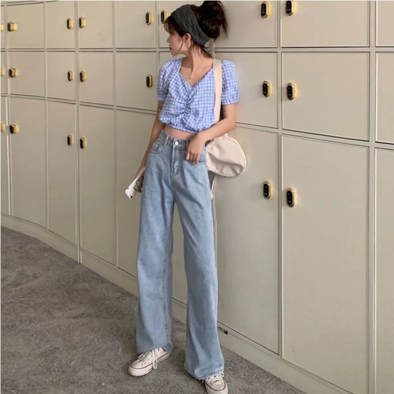 Jean ample vintage taille haute pour femme, un style rétro et décontracté avec une coupe confortable, idéal pour un look tendance et facile à porter au quotidien. — photo 7