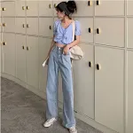 Jean ample vintage taille haute pour femme, un style rétro et décontracté avec une coupe confortable, idéal pour un look tendance et facile à porter au quotidien. — photo 7