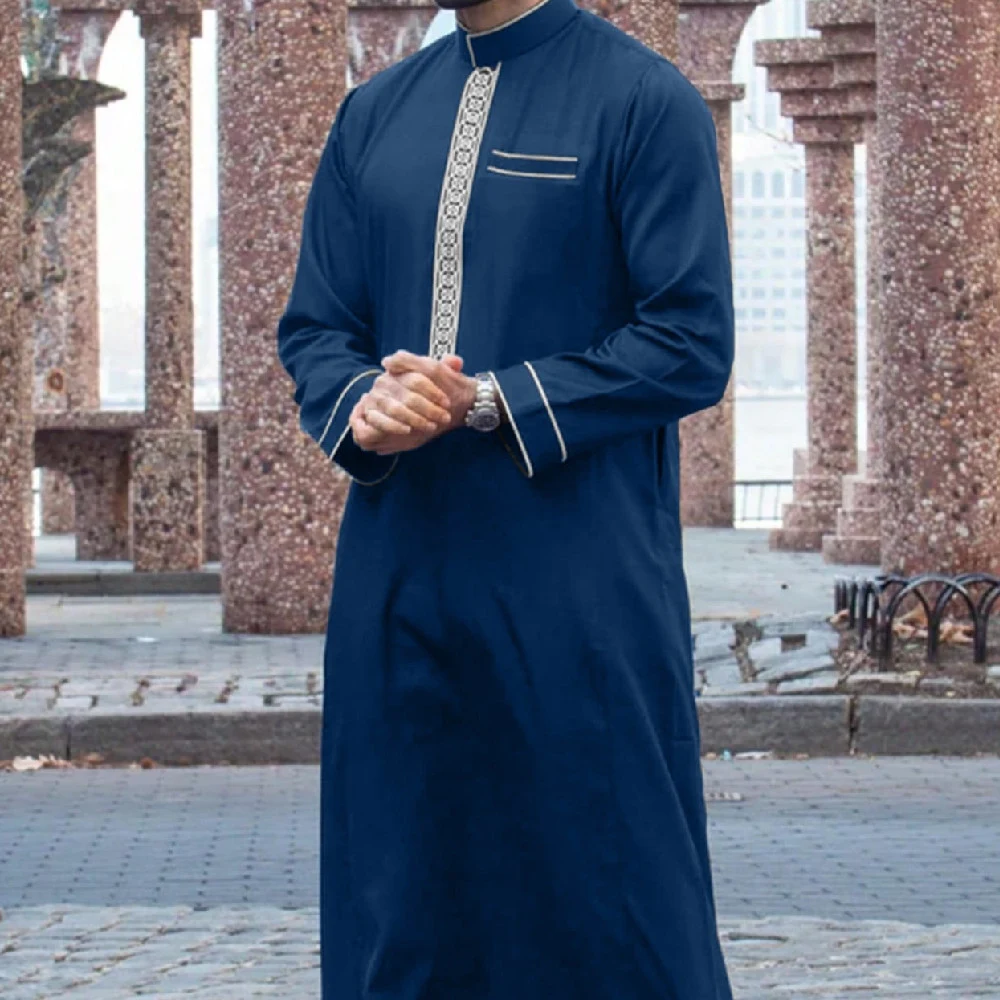 Muslim Middle East Long Sleeve Embroidered Casual Ethnic Robe Men's Comfortable Everyday Wear Oriental Style Modest Fash — photo 1