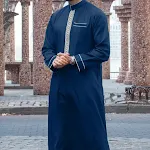 Muslim Middle East Long Sleeve Embroidered Casual Ethnic Robe Men's Comfortable Everyday Wear Oriental Style Modest Fash — photo 1