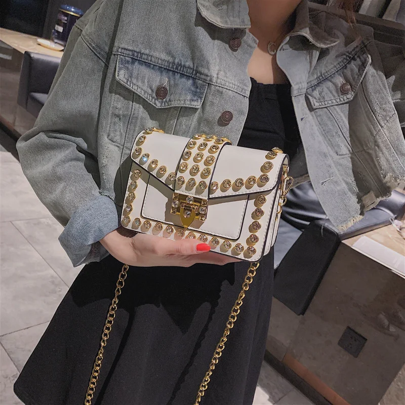 Strass Rivet Chain Bag schoudertas — foto 1