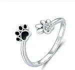 Anel de prata esterlina S925 com pegada de patinha de cachorro fofo. Um presente adorável para amantes de cães, que combina fofura e elegância. — foto 2