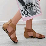 Women's Summer Shoes Large Size Straw Woven Back Zipper Flat Fish Mouth Sandals Comfortable & Stylish — photo 1