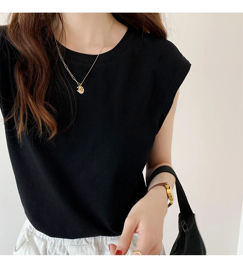 Title 17, Mode Zwart Vest T-shirt Top Buitenkleding Ins