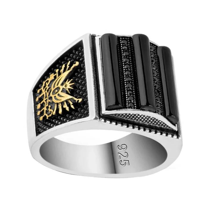 Title 3, Anillo Retro Distressed con Patrón Brillante pa...
