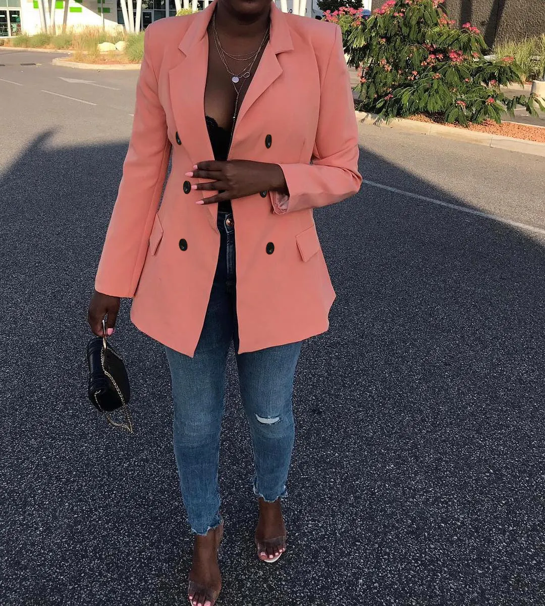 Title 2, Womens fashion double-breasted mid-length blazer