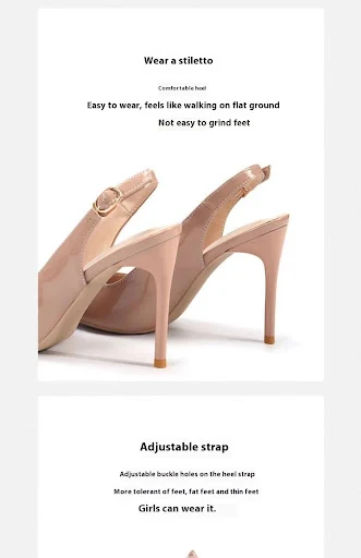 Title 5, Nude High Heel Stiletto Heel Pointed Toe Strap ...