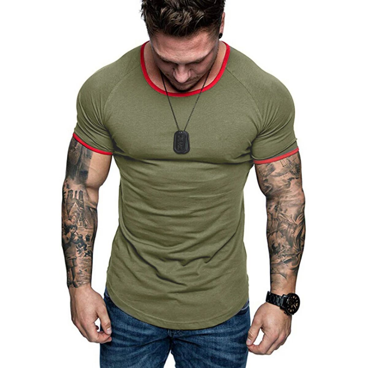 Title 4, New Ouma Casual Fashion Mens Round Neck Short ...
