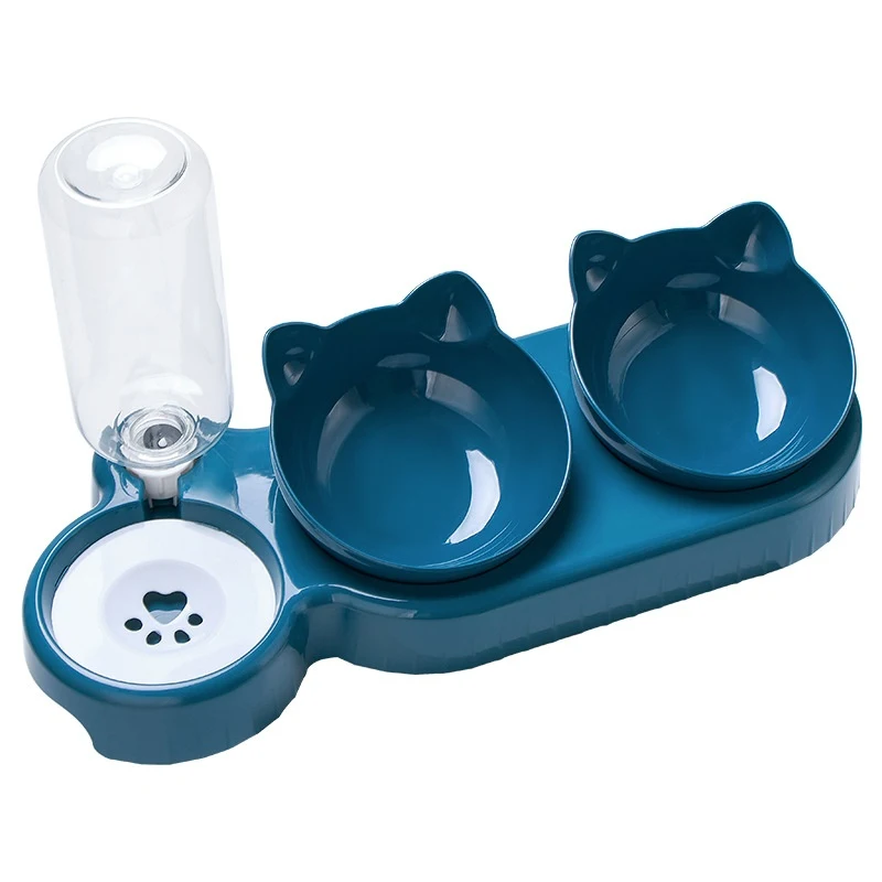 Plastic double bowl anti roll pet feeder for cats, prevents spills and mess, stable design, ideal for food and water, sa — photo 15