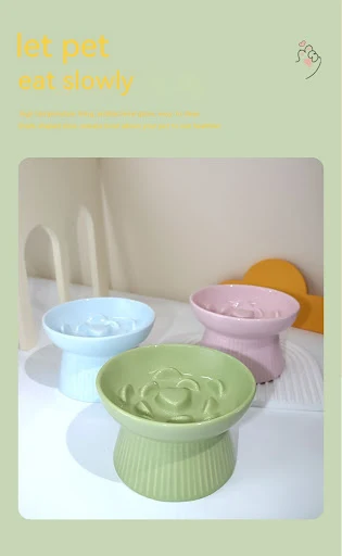 Title 9, Ceramic Pet Cat Bowl Dog Bowl Anti-Choke Slow F...