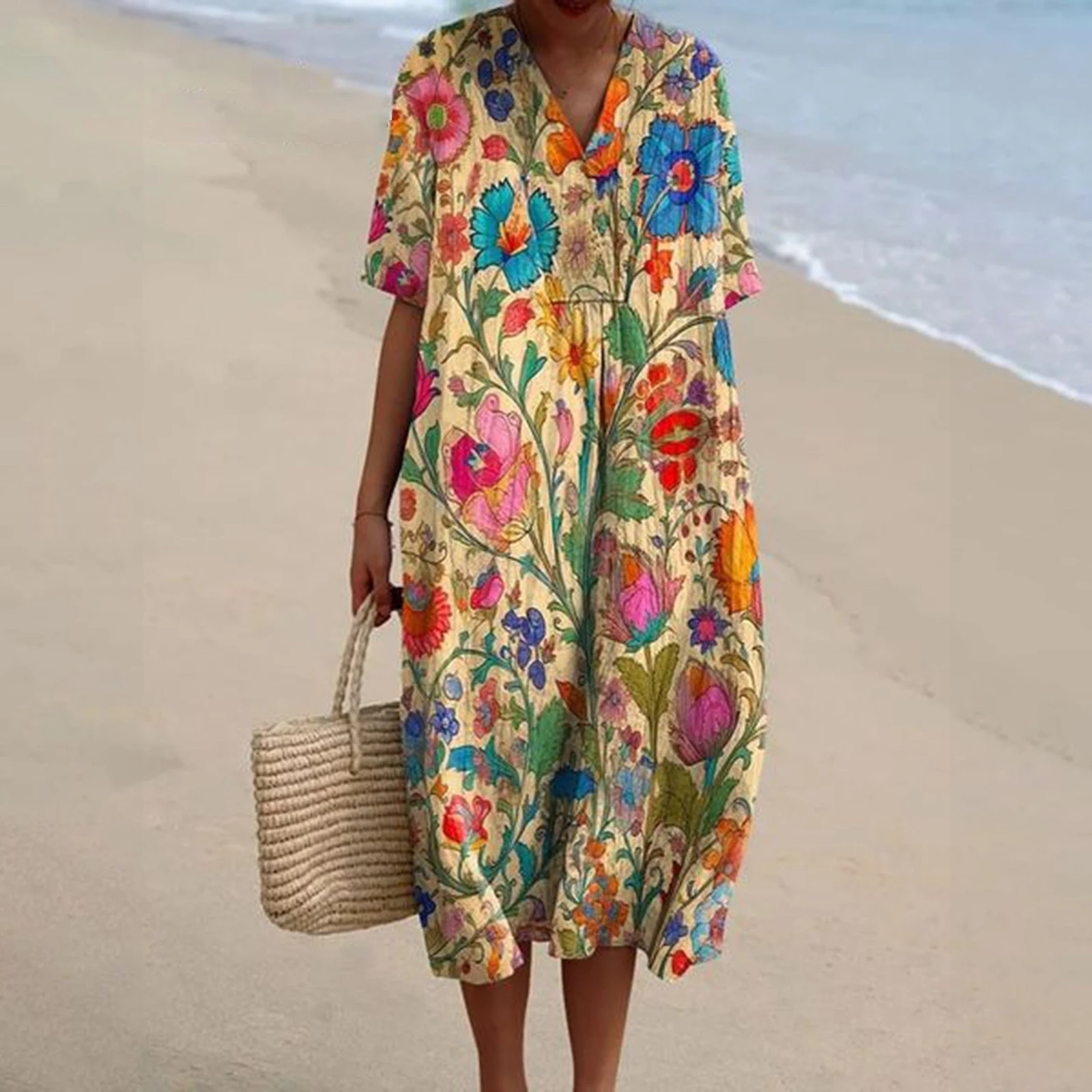 Title 2, Floral plus size short sleeve dress for women. ...
