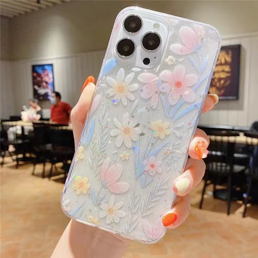 Title 9, Small Floral Glitter Epoxy Phone Case, offering...