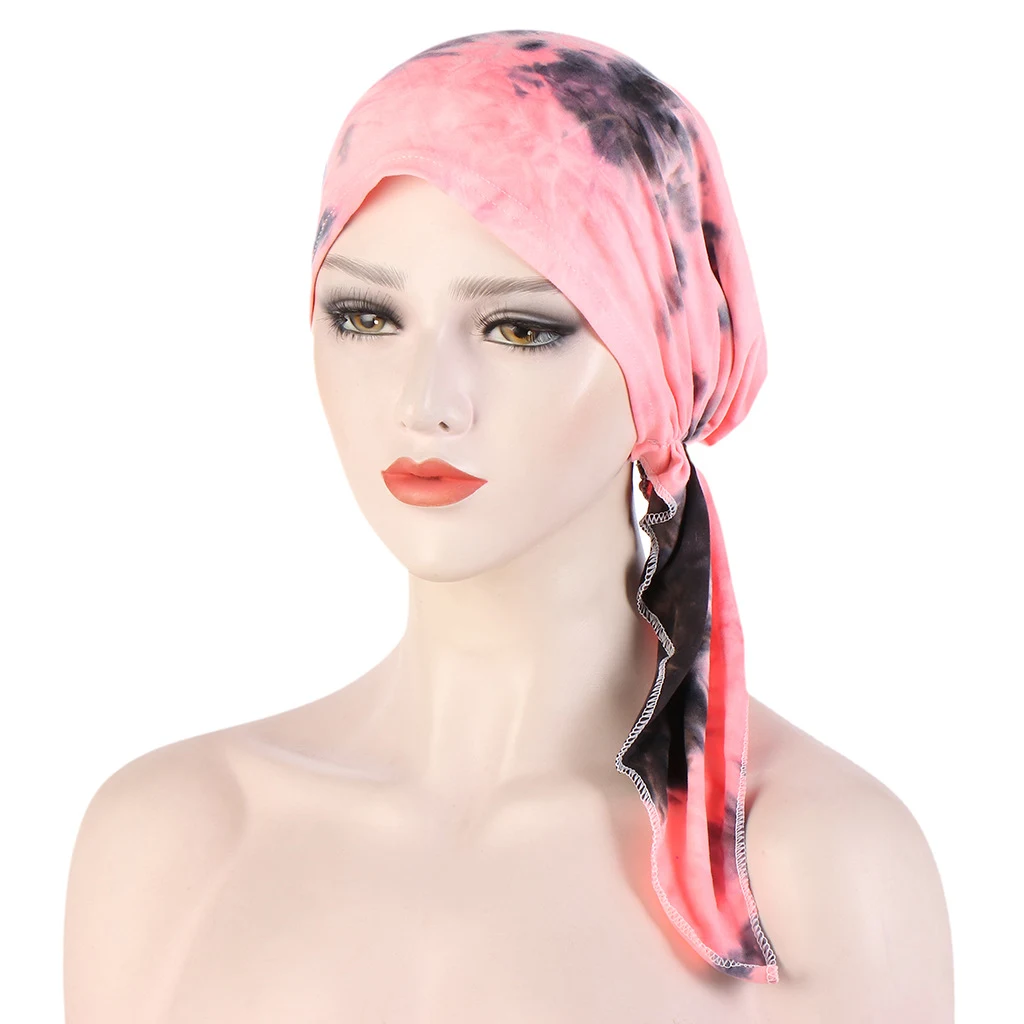 Title 11, Gebogen bloemenstof tweestaart tie-dye hoofddoek