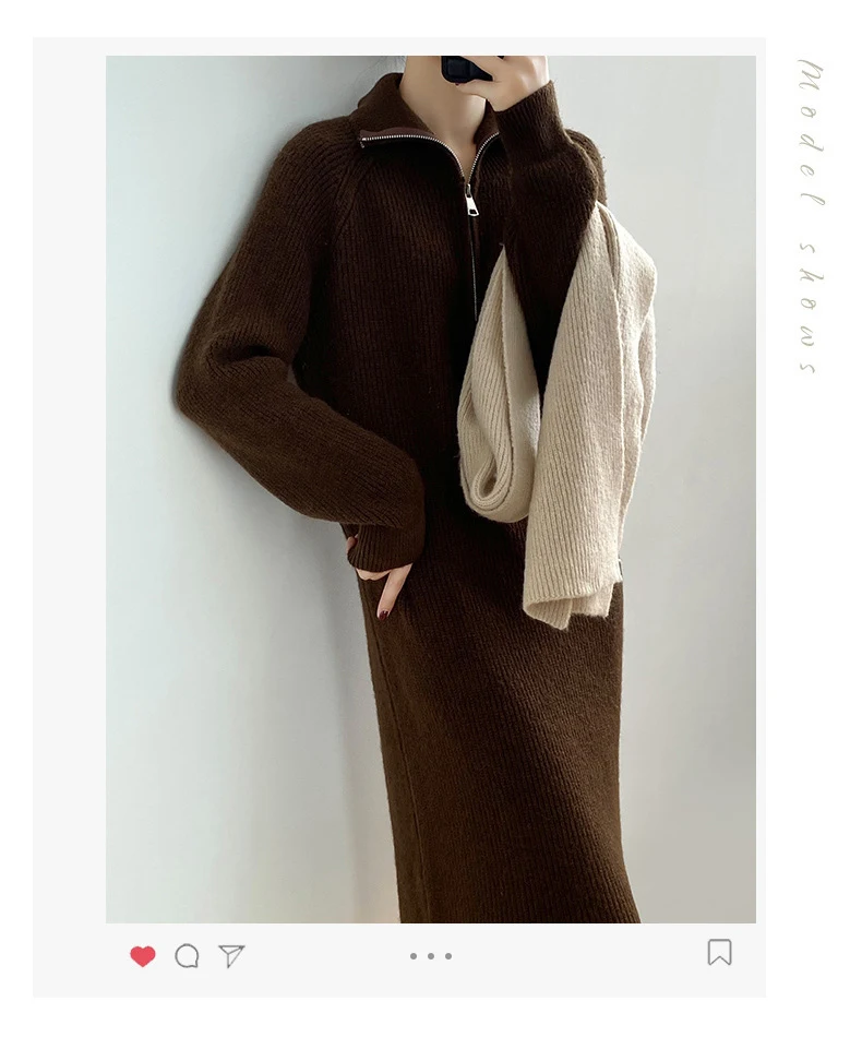 Title 8, Retro Long Fashion Knitted Dress for Women, a s...
