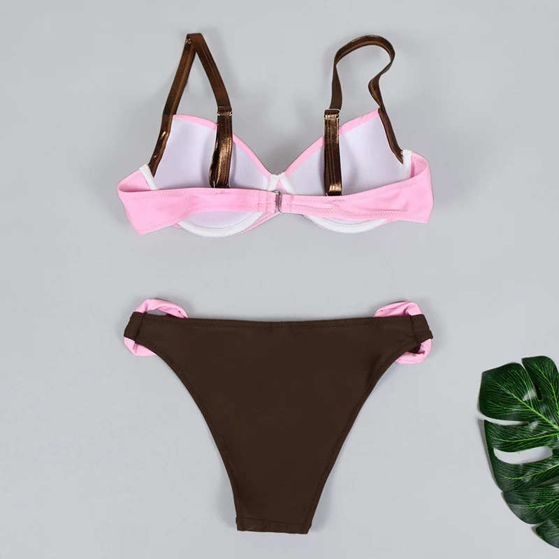 Title 7, Womens Solid Color Pleated Bag Split Swimsuit,...