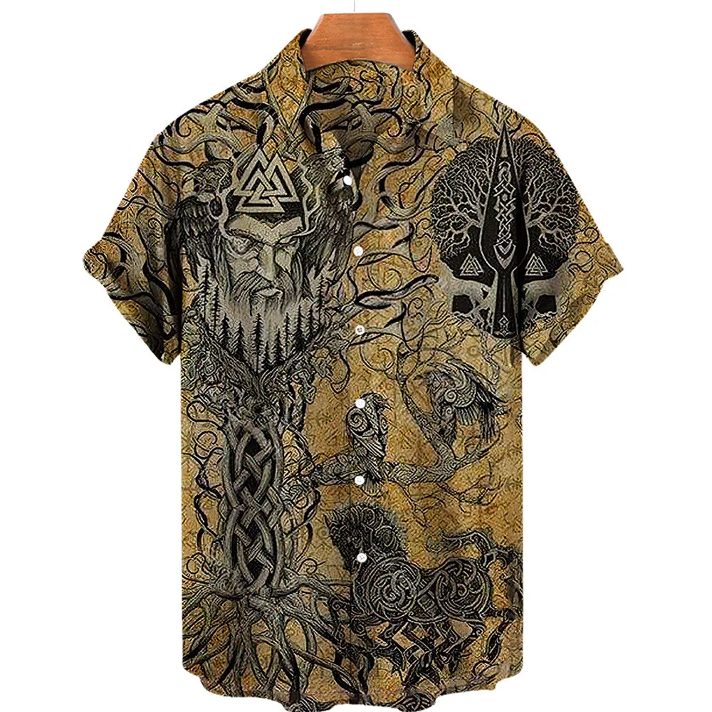 Camisa estampada de praia masculina Conforto e estilo sob o sol Tecido leve e respirável, perfeita para a praia, piscina, férias e looks casuais. — foto 15