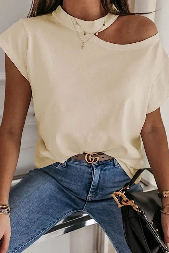 Title 3, T-shirt con collo a V e maniche corte con cucit...