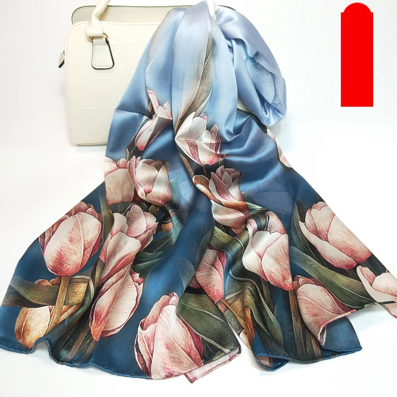 Title 25, Lenço de seda estampado feminino. Leve e macio,...