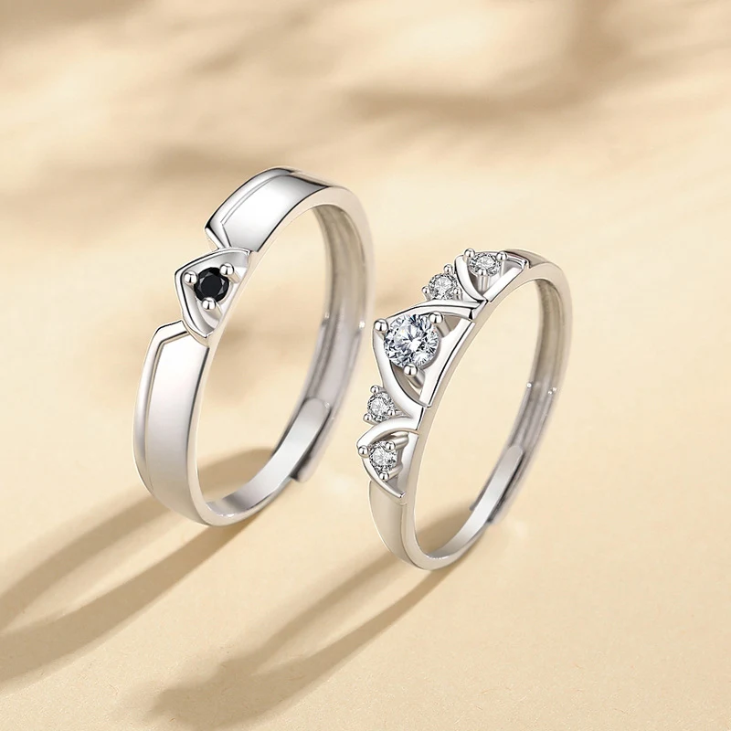 Anéis de casal em prata esterlina para homens e mulheres, moda all match, perfeitos para combinar com qualquer estilo, lindos e elegantes. — foto 1