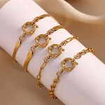 Corrente simples fashion europeia e americana, aço inoxidável, banho ouro 18K, fecho estilingue. Elegância atemporal. — foto 9