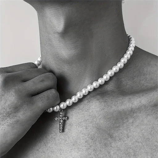 Title 9, Colar masculino com pingente de cruz retrô, pér...