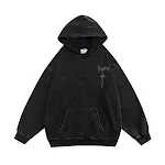 Moletom Masculino Estilo Grafite Cruz Religiosa Tendência | Manga Longa Vintage Desbotado | Roupa Rua Moderna e Despojada — foto 8