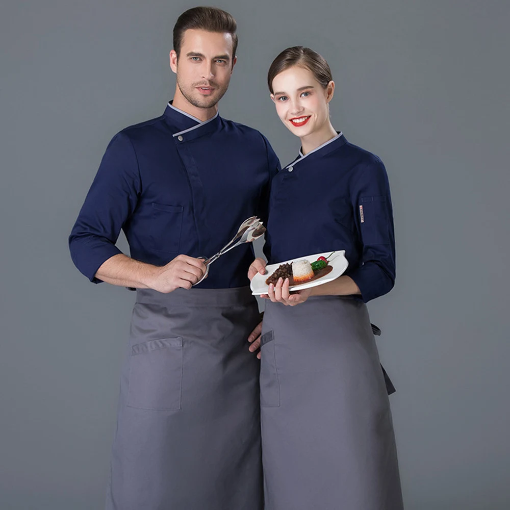 Men's Long Sleeved Chef Shirt Hotel Western Food Work Clothes Comfortable Durable Professional Kitchen Apparel — photo 5