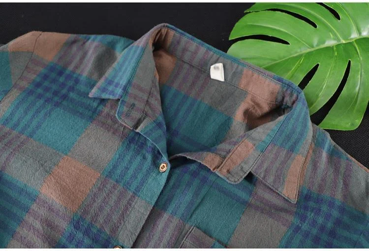 Title 12, Camicia casual a quadri da donna, lunghezza med...