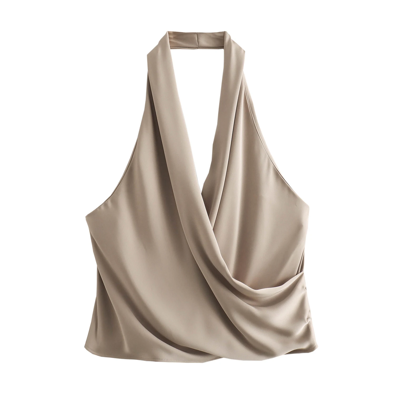 Top corto da donna chic e fresco con colletto pendente, perfetto per un look estivo e confortevole. Ideale per ogni occasione. — foto 15