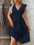 European And American Mid-length Lace Jacquard Hollow Thin V-neck Women's Dress — photo 1