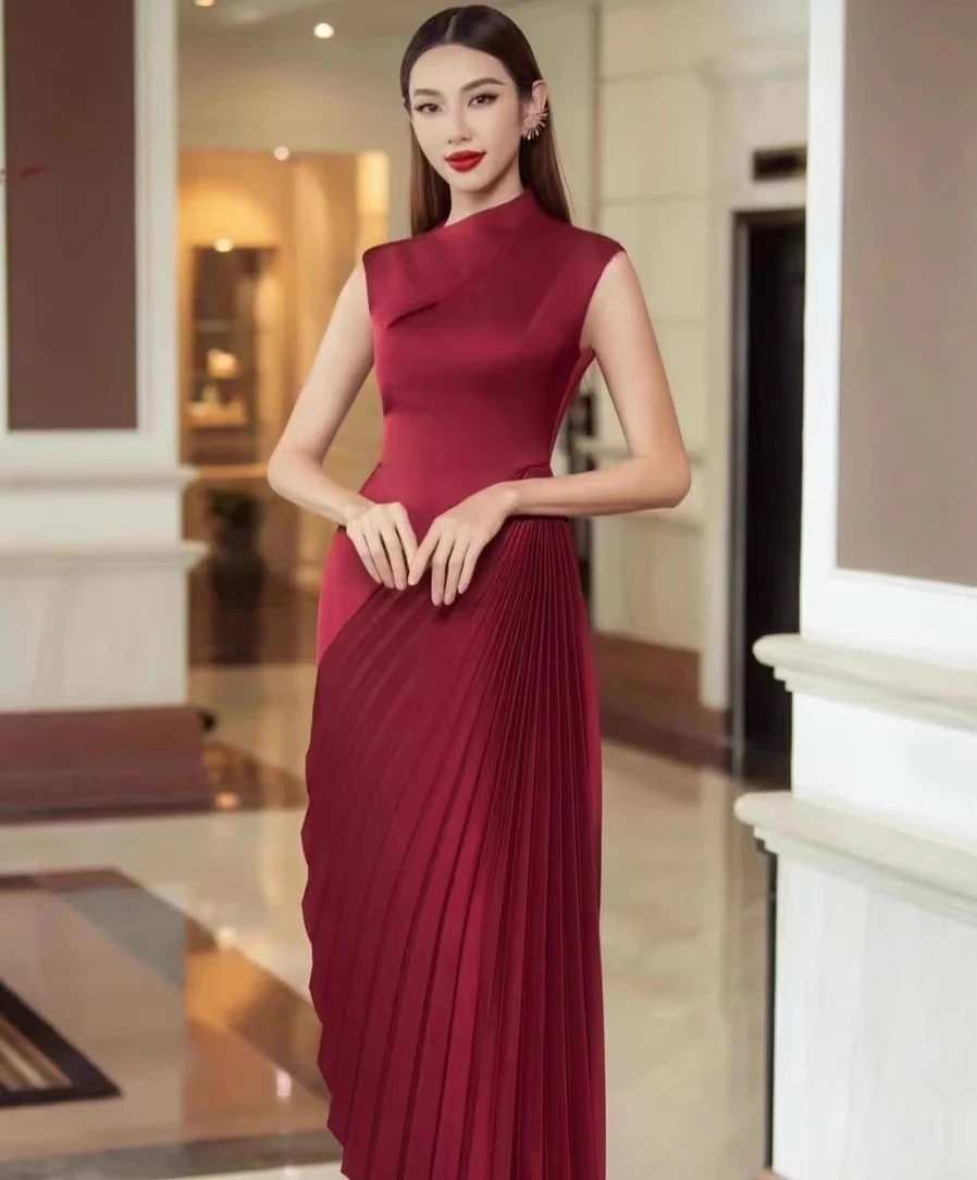 Title 10, Autumn And Winter Dress Half Turtleneck Asymmet...