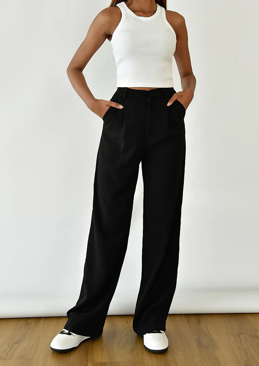 Calças de terno de algodão femininas casuais, moda de temperamento para trabalho, combinam com tudo, ideais para o dia a dia com conforto e estilo. — foto 11