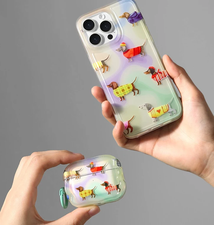 Capa protetora artística e fofa para fone de ouvido com estampa de cachorro Dachshund. Proteja seus fones com estilo e personalidade. — foto 7