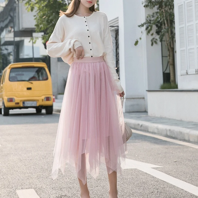 Saia de malha irregular, super quente, vestido de fada, cintura alta, perfeito para um visual moderno e feminino que valoriza a silhueta. — foto 16