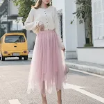 Saia de malha irregular, super quente, vestido de fada, cintura alta, perfeito para um visual moderno e feminino que valoriza a silhueta. — foto 16