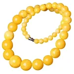 Colar de contas redondas amarelas degradê de cera de abelha, corrente de clavícula delicada, brilho natural e elegante para mulheres — foto 3