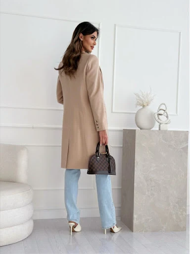 Title 12, Simplicity Mid-length Button Woolen Coat Outerw...