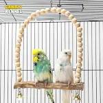 Wooden Bird Swings Training Toy with Hanging Bell for Cockatiels Parakeets Cage Accessories Birdcage Parrot Perch Stand — photo 3