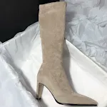 Botas femininas de salto alto e tecido elástico abaixo do joelho, perfeitas para um ajuste confortável e um visual estiloso. — foto 10