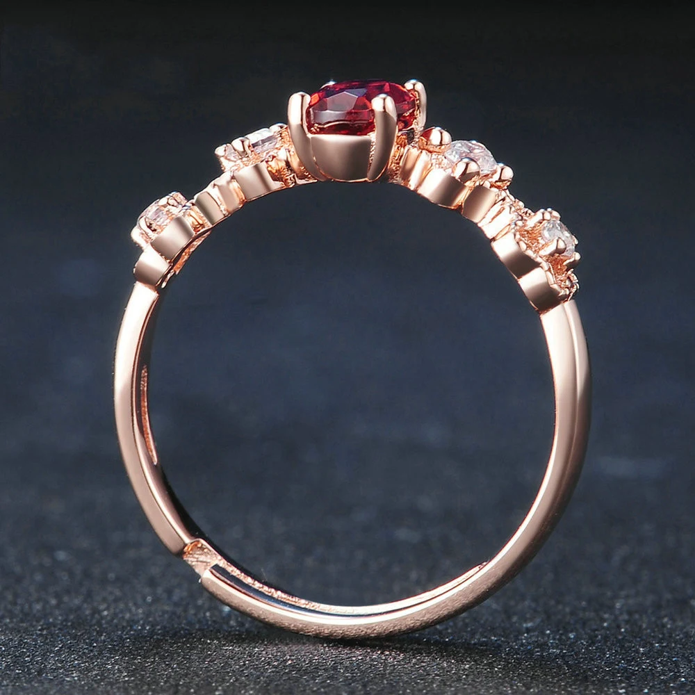 925 Sterling zilveren ring voor dames met rode granaat, een prachtige ring die elegantie toevoegt aan elke outfit, ideaal cadeau. — foto 4