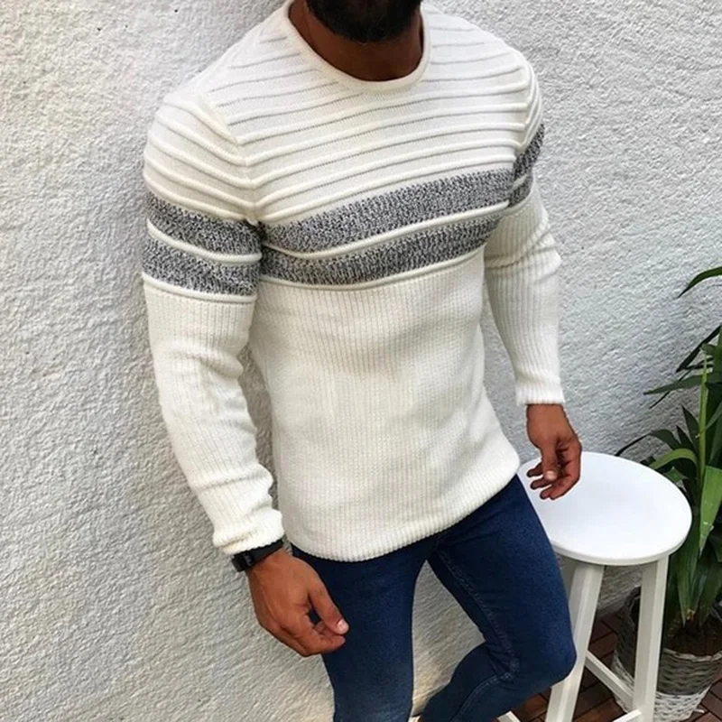 Title 5, Striped Mens Sweater Knitted Autumn and Winter...