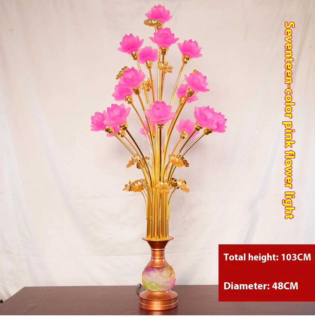 Title 7, Colored Glaze LED Lotus Lantern for Buddha Wors...