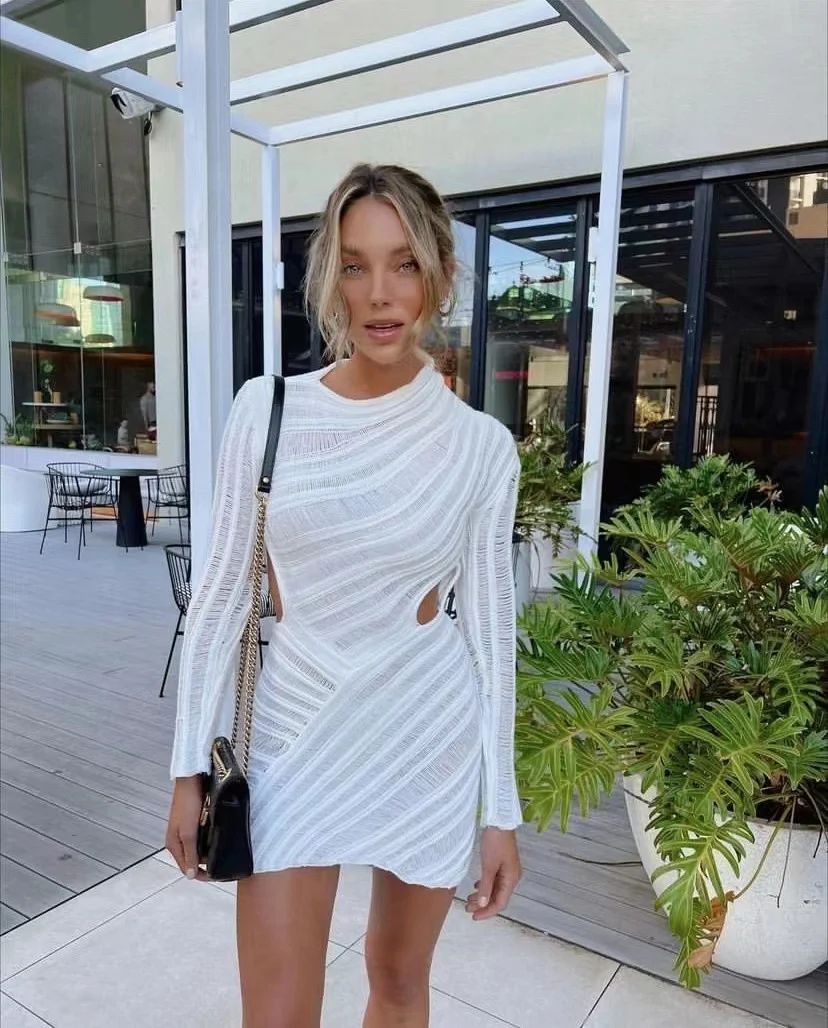 Title 15, Womens Sweater Hollow Dress Long Sleeve Dress....